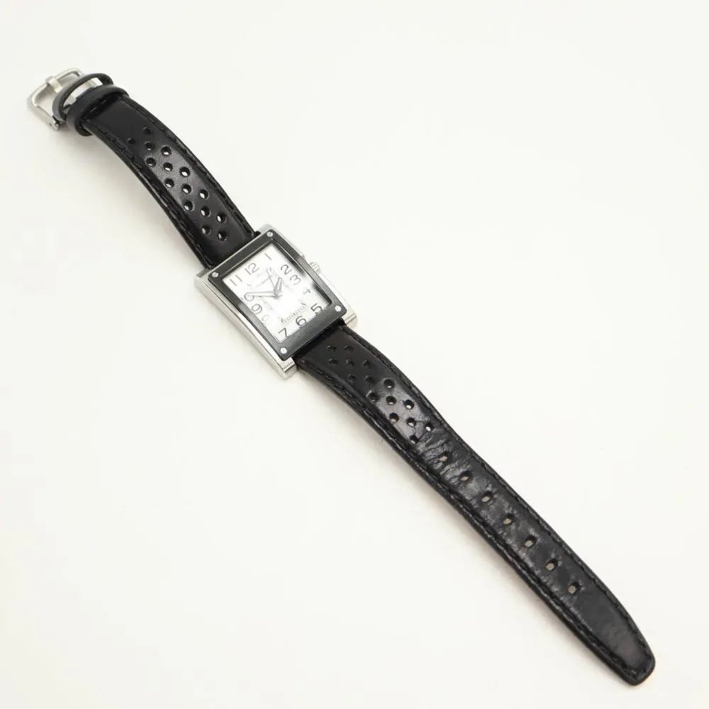 Tourneau Honda Silver Tone Tank Watch 24mm Unisex Black Leather w New Battery